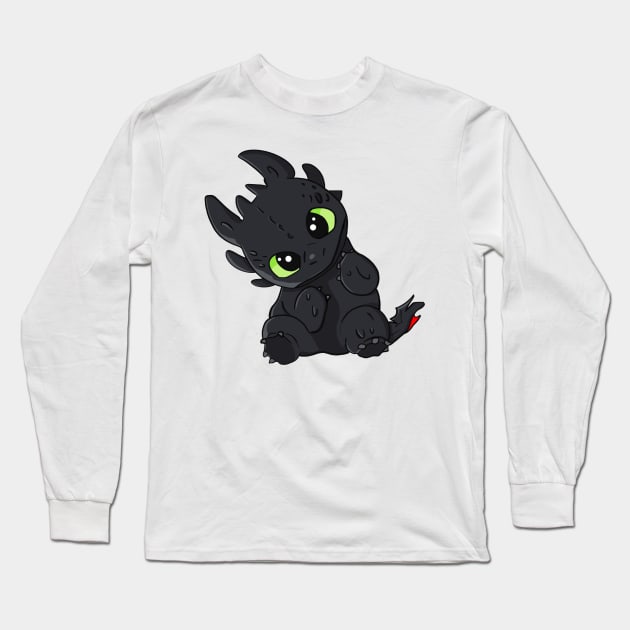 Cute baby dragon Toothless from cartoon How to train your dragon Long Sleeve T-Shirt by PrimeStore